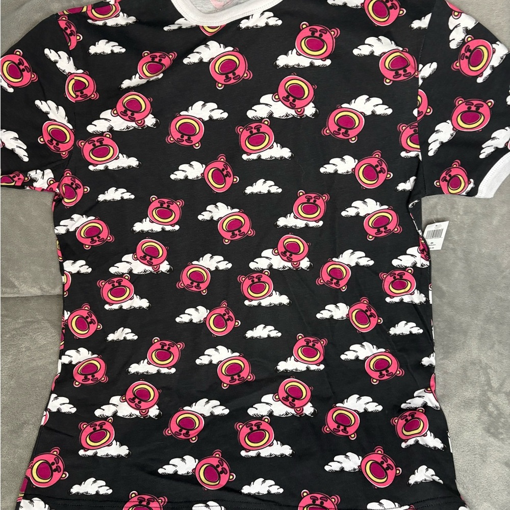 Disney Toy Story lotso Black and Pink Bear Print Shirt unisex medium Disney park